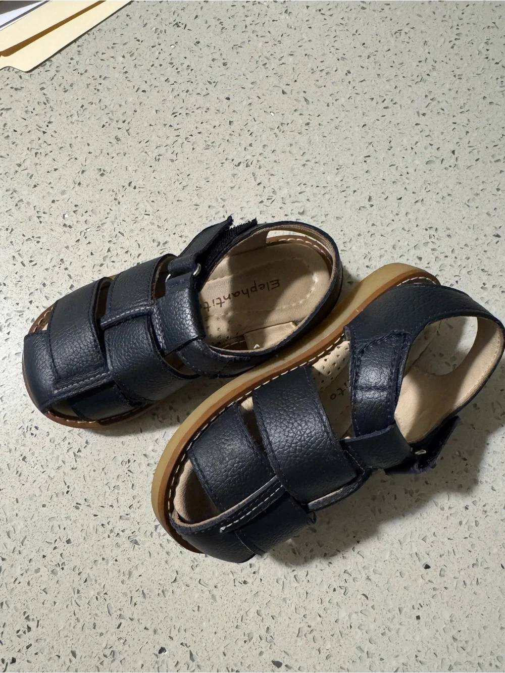 Elephantito Navy Leather Toddler Fisherman Sandals